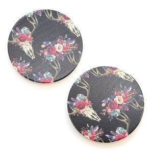 ❌SOLD❌ Longhorn floral car coasters set